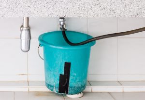 Bucket used for water leak
